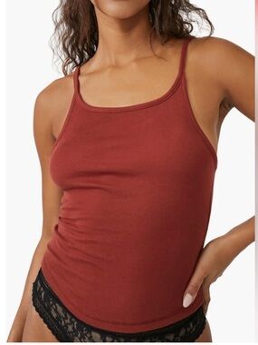 Free People Three Day Weekend Tank Cami Top in Burnt Henna New